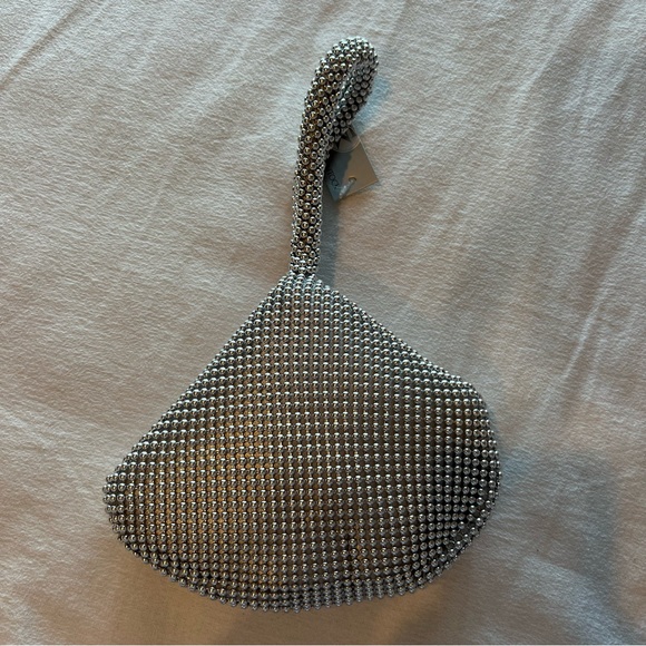 Jessica McClintock Handbags - COPY - Silver Chainmail Beaded Wristlet Micro Bag